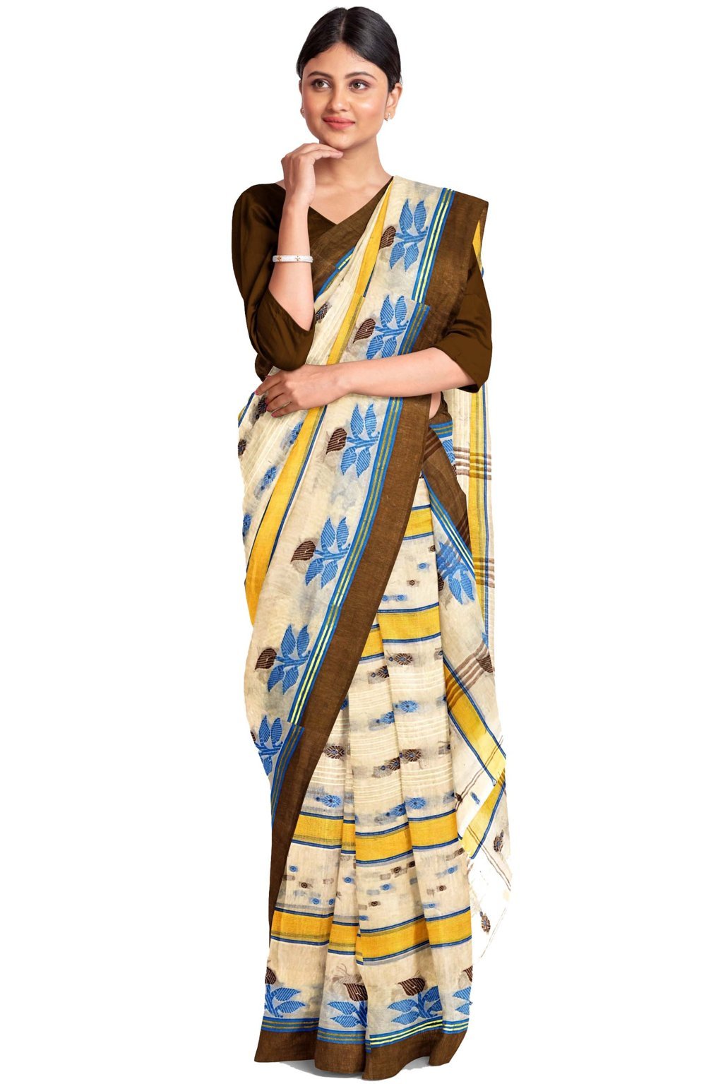 Brown Pure Cotton Udichi Tant Saree (1159)